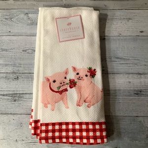 storehouse Set of 2 Valentines Day Pig Kitchen Towels